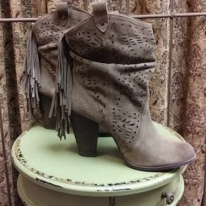 Naughty Monkey Leather Fringe Booties sz 8.5